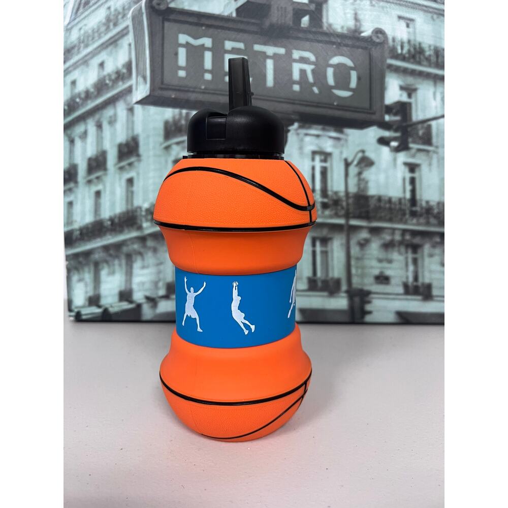 1000ml Folded Basketball Collapsible Silicone Water Bottle
